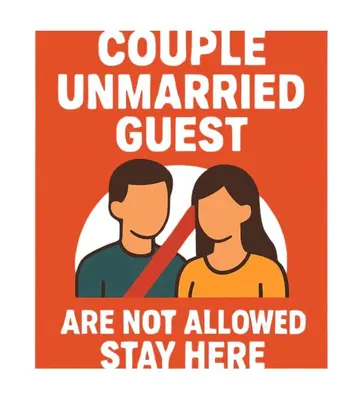a sign that reads couple unwanted guest are not allowed stay here at Singah in Bukit Mertajam