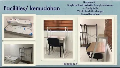 a collage of pictures of a room with a bed and a table at Casa Innova Homestay, Bertam Penang in Kepala Batas
