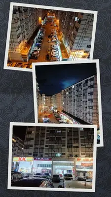 three pictures of a building with cars parked in it at Cool Escape Apartment Cameron Highlands in Cameron Highlands