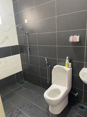 a bathroom with a toilet and a sink at The Indah Homestay Gerik in Gerik