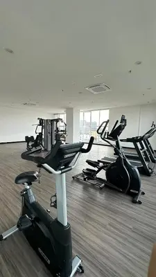 a gym with several exercise bikes in a room at Ipoh city view Luxury suites near Ipoh Parade in Ipoh