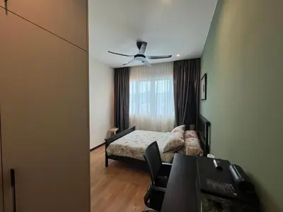 a bedroom with a bed and a ceiling fan at Master Bedroom only in Bayan Lepas Share Space in Bayan Lepas