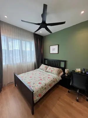 a bedroom with a bed and a ceiling fan at Master Bedroom only in Bayan Lepas Share Space in Bayan Lepas
