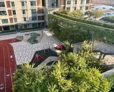 an aerial view of a playground in a building at Brand NEW Modern Cozy Retreats 3BR2B2P for 6 in Batu Kawan