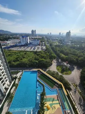 an overhead view of a swimming pool in a city at Happy Home Metropol - BM in Bukit Mertajam