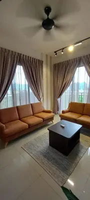 a living room with a couch and a coffee table at End Unit, The Cove Residence, Tambun 8 pax in Ipoh