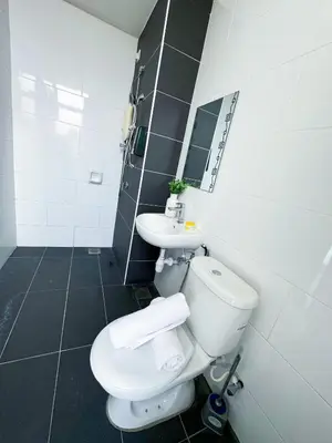 a bathroom with a toilet and a sink at IPOH The Majestic Ipoh Town View Fully Air-Con Home in Ipoh