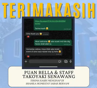 a screenshot of a cell phone screen with a website at Shahila Homestay Sabak Bernam