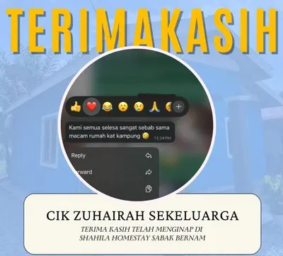 a screenshot of a cell phone with the gk zuri klezmeraza at Shahila Homestay Sabak Bernam