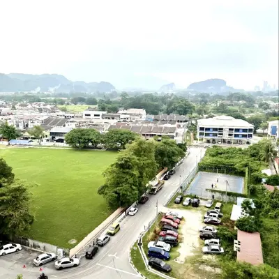 an aerial view of a parking lot with cars parked at J Cozy Stay - 3B 2B, Fair Park Ipoh in Ipoh