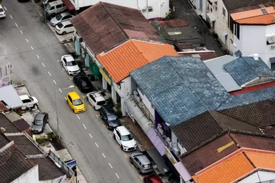an aerial view of a city with cars parked on a street at M22 #CityView SeaView #Georgetown #35 in George Town