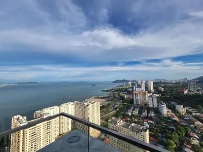 an aerial view of a city and the water at Urban Suite the Privilege Suites by Merveille in George Town