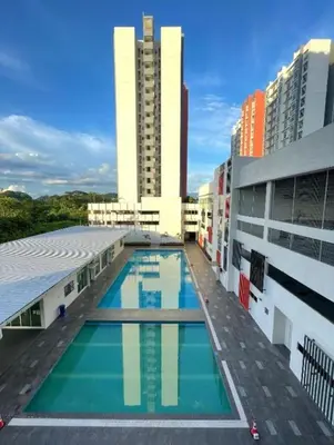 a swimming pool on the roof of a building at b07 The Anderson Ipoh Family Stay 2BR in Ipoh