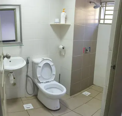a bathroom with a toilet and a sink at StayIndah Homestay Cameron Highlands in Tanah Rata