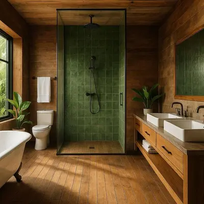 a bathroom with a shower and a toilet and a sink at Alambadet Vesat in Gopeng