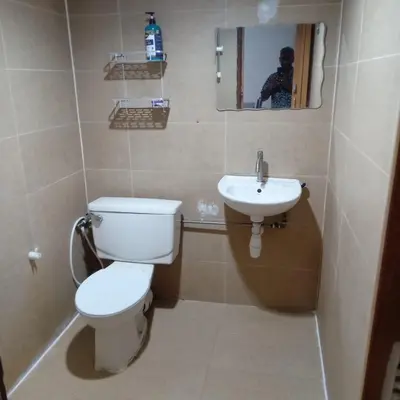 a bathroom with a toilet and a sink at Risma Homestay in Batu Ferringhi
