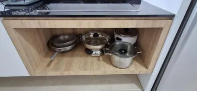 a drawer in a kitchen with pots and pans at A356 Silverpark Resort lifted unit 5th floor in Bukit Fraser