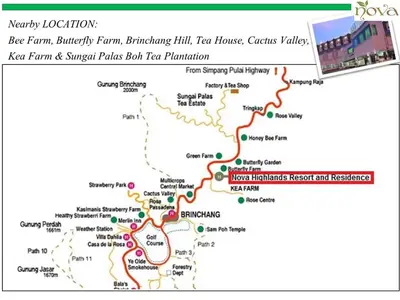 a map of the proposed route for the freeway at Cameron Nova Highlands Resort V in Brinchang