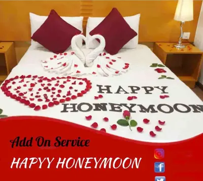 a bed with a happy honeymoon written on it at Cameron Nova Highlands Resort VI in Brinchang