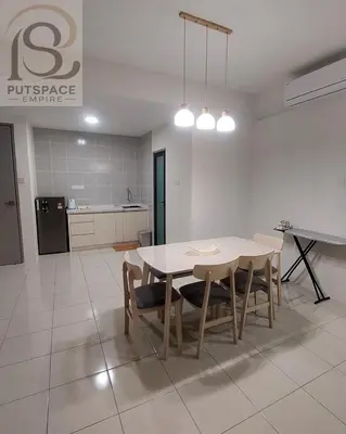 a kitchen and dining room with a table and chairs at Putspace Empire-Bandar Baru Putra, Ipoh Perak in Ipoh