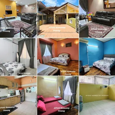 a collage of photos of a hotel room at Afnaz Homestay Penang in Perai