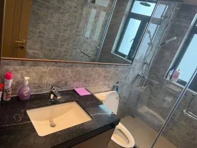 a bathroom with a sink and a shower at R&F Seine Region in Gua Sai