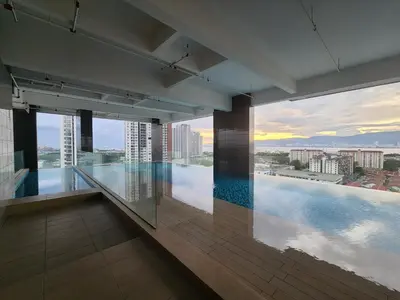 a large room with a view of the water at Praicon Tower Hotel Large Suite 3BR - Butterworth in Butterworth