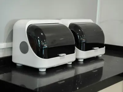 two black and white toasters sitting on a shelf at 22 Penthouse by BRB, Airport View & 18 Pax in Bayan Lepas
