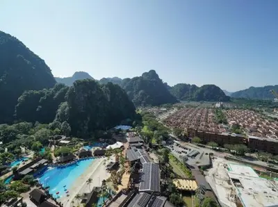 an aerial view of a resort with a beach at 2Br Sunway Onsen Suit 5 Pax in Tambun