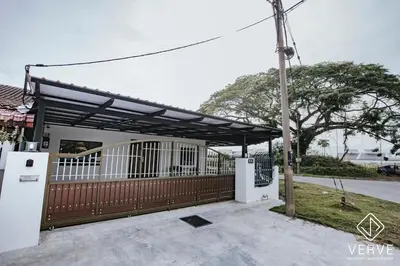 a garage with awning over a driveway at Ipoh Midtown 66 Playhouse by Verve in Gua Sai