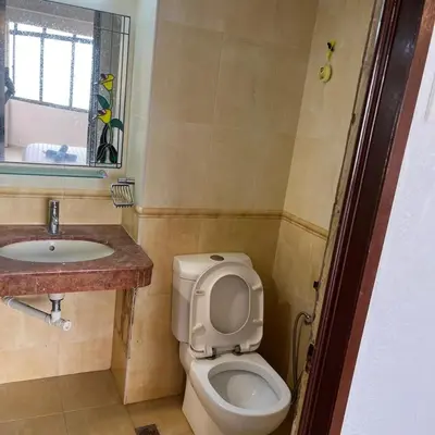 a bathroom with a toilet and a sink at Sri Sayang Batu Ferringhi 4 Bed in Batu Ferringhi