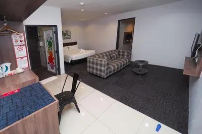 an overhead view of a living room with a couch at S Boutique Hotel in Ipoh