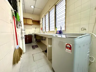 a kitchen with a sink and a trash can at Simee Cozy Homestay ,Simee, Ipoh Town in Ipoh