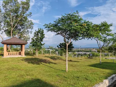 a gazebo in a field with a tree at Lahat Mines Signature Stay in Lahat