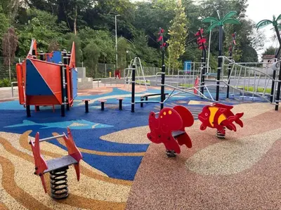 a park with a playground with a play equipment at Seaview mutiara melaka Pantai puteri in Gua Sai