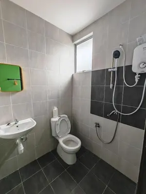 a bathroom with a shower and a toilet and a sink at 16 Paxx Mountain Joy Corner Villa with KTV Pool BBQ in Ipoh