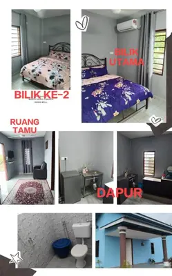 a collage of pictures of a bedroom and a bed at Aziyaa Homestay rumah no1 in Sungai Besar