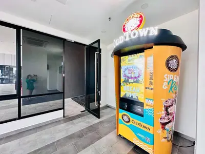 a vending machine in front of a store at Breathtaking Sea View Penang Bridge 2BR in Bayan Lepas
