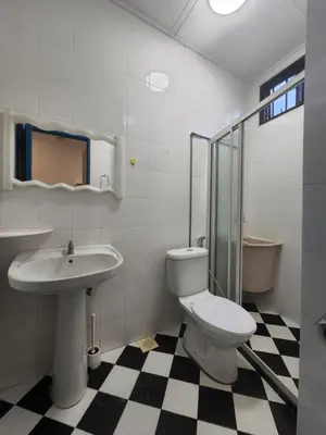 a bathroom with a toilet and a sink at Gurney Vacation Gathering Comfy Home - Solok Burma in George Town