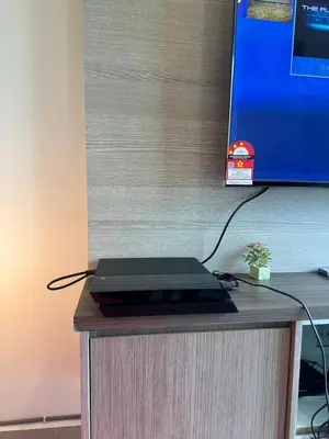 a laptop computer sitting on top of a desk at Ayaan Snooker Home 5 at Quintet Apartment with Private Parking in Tanah Rata