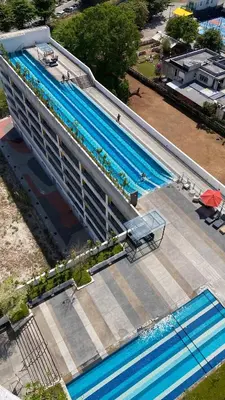an overhead view of a large swimming pool at The Landmark By Pearl Heritage Homestay & Guest House in Tanjong Tokong