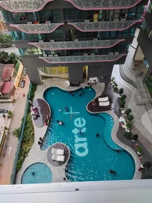 an aerial view of a swimming pool in a building at Private Apartment in Kuala Lumpur in Gua Sai