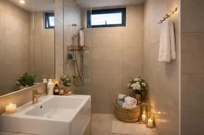 a bathroom with a white sink and a tub at Luxury Sea view Sunset view Jazz Suites near Gurney in Tanjong Tokong