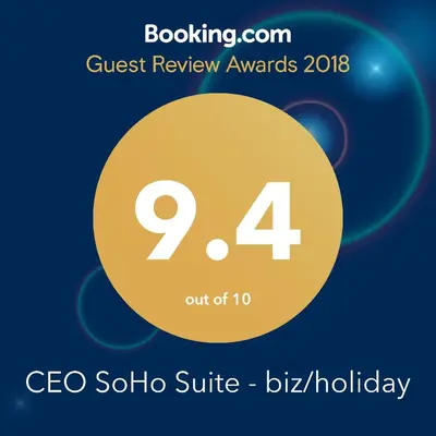 a flyer for a cisco solo suite holiday with a yellow circle at CEO SoHo Suite - biz or holiday 2-5 Pax in Bayan Lepas
