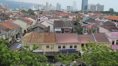 an overhead view of a city with buildings at Broadway Budget Hotel in George Town