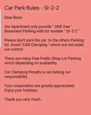 a list of car park rules st dear boss our appointment only provide one at Cameron Forest Home - Golden Hills in Cameron Highlands
