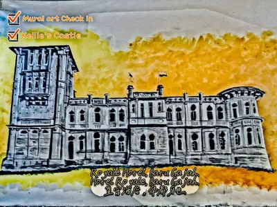 a drawing of the white house on a cake at Royale Hotel Batu Gajah in Ipoh