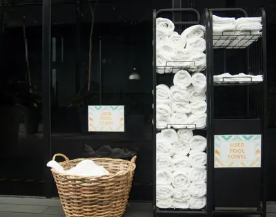 a store with a rack of towels and a basket at M Roof Hotel & Residences in Ipoh