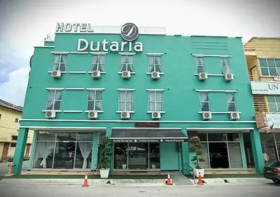 a blue building with a hotel durania on it at Hotel Dutaria in Ipoh