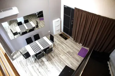 an aerial view of a rehearsal room with a mirror at 3-Bed Executive Suite, RumahKu @CEO in Bayan Lepas
